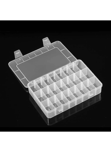 DELFINO Plastic Organizer Container Box, 24 Grids Storage Box with Adjustable Dividers Organizer Storage Container Removable Grid Compartment Big Clear Slot box Case for Beads Earring Small Items