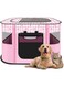 CENXI Foldable Pet Playpen, Portable Dog Cat Rabbit Pig Puppy Playpen, Collapsible pet Kennel Cage, Sturdy pet Tent, Pet Breeding Room, Pet Playground Indoor (pink)