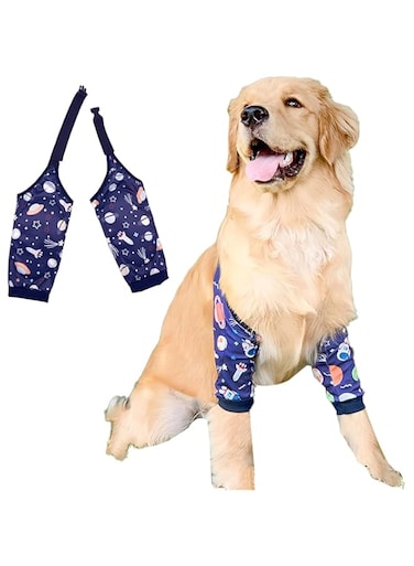 Dog knee pads are suitable for calluses, dog knee pads, front elbow support wrapping, dog covers for wounds, dog elbow callus treatment, suitable for medium-sized and large dogs (Royal Blue, L)