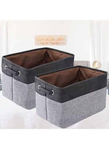 Casilda Collapsible Fabric Large Storage Basket with Storage Bin for Organizing Blanket, Toy for Closet Shelf (Storage Basket (Pack of 2))