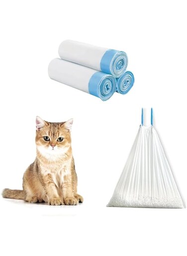 HotSoul Waste Trash Bags, 3-Roll(45 Count) Drawstring Cat Litter Trash Bags for Automatic Cat Litter Box&amp; Cat Litter Pan