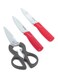 4Pieces Kitchen Gadget Set - 2Pieces Knife 1Pieces Scissor 1Pieces Cutting Board Red/Black