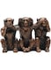 BRASSTAR Three Monkeys Statue See-No Speak-No Hear-No Evil Brown 2.8" Resin Home Office Decoration Gifts PTZD047