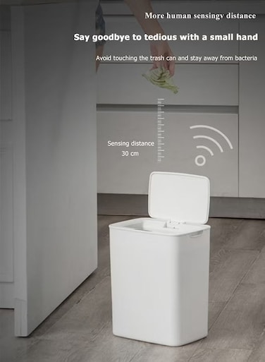 Touch Free Trash Can With Lid White