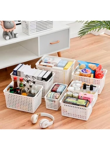 EZYLIFE 3 Pack Storage Organizer Bins Box Basket Containers for Cabinets Shelves Countertop Cupboard to Store Kitchen Food Pantry Home Office Bathroom Storage Nursery Toys Closet Clothes / wide-3S/set
