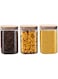 Glass Storage Jars with Airtight Bamboo Lid, Clear Glass Food Storage Containers Kitchen Canisters for Coffee,Candy,Cookie,Rice,Sugar,Flour,Pasta,Nuts and Spice Jars(1200ml,3pcs)