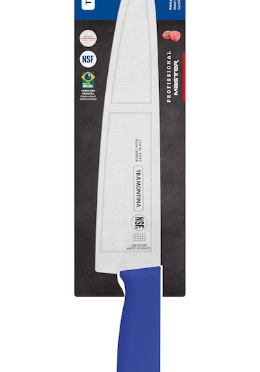 Professional 8-Inch Meat Knife with Stainless Steel Blade and Blue Polypropylene Handle
