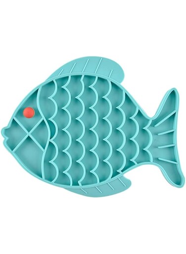 Arabest Lick Mat for Cat, Cats Slow Feeder Licking Mat, Pet Calming Treat Mat, Boredom &amp; Anxiety Reducer Lick Mat, Cat Puzzle Feeder Bowl for Food, Treats, Yogurt (Blue)