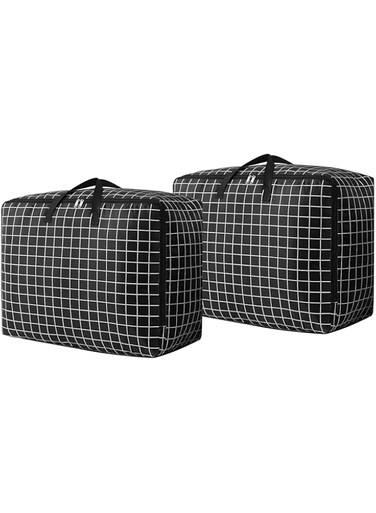 Azonee 105L Large Storage Bag, Extra Large Zipper Storage Box, Clothes, Toys, Blanket Storage Bag, Bedding, Duvet, Quilt Waterproof Moving Tote Bag (2 Pcs)