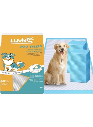 LUMINS 40 Pcs Dog Pee Pads Extra Large 60X60 Thicken Puppy Pads, Disposable Heavy Absorbent Training Pads for Pets, Piddle Pads Extra Large for Indoor, Outdoor Use