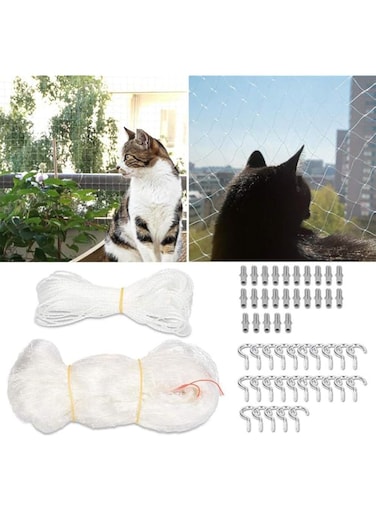 Fewao Durable Transparent Cat Protection Safety Net (Extra-Large, 8x3m, &lrm;500g)