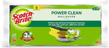 Scotch-Brite Heavy Duty Classic Nail Saver Scrub Sponge, 3 units/pack   Kitchen sponge   Dish sponge   Scrub   General Purpose Cleaning   Food Safe   Non-Rusting   Kitchen, Garage, Outdoor