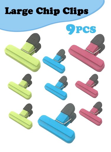 Life 9Pack Large Chip Bag Clips - Assorted Sizes Food Bag Clips Plastic Heavy Seal Grip