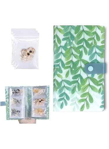 Excefore Beautiful Jewelry Storage Book with Pockets 120 Slots and 60 Pcs Clear Small Plastic Bags Ring Earring Organizer Book Card Holder Travel Pouch for Jewelry