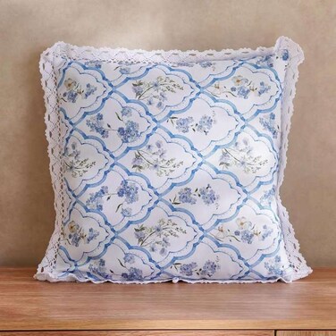 Home Floral Print Decorative Pillow - Blue