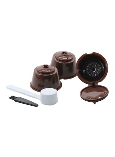 Refillable Coffee Filter With Capsule Cup And Brush Brown 5.4x3.5cm