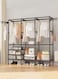 1-Piece Simple Assembly Wardrobe Clothes Storage Rack Portable Wardrobe Organizer With Hook Metal 160x36x173 cm