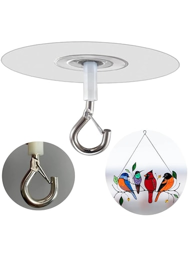 KASTWAVE No Hole Adhesive Ceiling Hooks, Ceiling Hooks Self Adhesive for Hanging Light Plants, Sticky Eye Hooks for Hanging Boby Mobile Curtain, Set of 8 (Round)