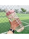 X spring Large Water Bottle, 2L Motivational Drinking Water Bottles with Time Marker and Removable Straw, Leakproof Big Water Jug Sports Water Bottles for Fitness, Gym, Sports and Camping (Pink)