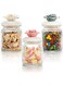 Azonee 3 Pack Glass Storage Jars with Airtight Lids, Ribbed Glass Small Canister with Porcelain Lid, Glass Kitchen Canisters, 10 oz Clear Candy Dish Canning Jar for Sugar Tea Spices Cookie Nuts