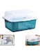 Rubik Covered Dish Drying Storage Rack Kitchen Tableware Dish Drainer with Transparent Lid Cover (Large, Blue)