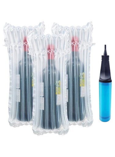 Conilly Wine Bottle Travel Protector Bags, 15 Packs Inflatable Air Column Packaging Bubble Bag with Free Inflator Pump, Reusable Wine Bottle Protector,Safe Choice for Wine Transportation