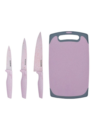 Cutting Board With Knife Set Pink/Grey 5.5inch
