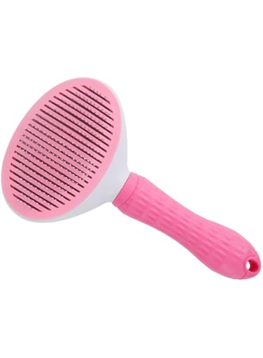Wowuwoai Self Cleaning Bristle Slicker Brush for Dogs Cats, Pets Easy Grooming Brush, Deshedding Massaging Tool, Pink