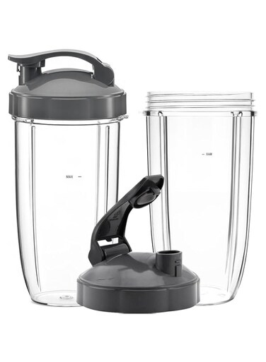 Moonmen Replacement Extractor Blade fit For Nutribullet, No Leakage Replacement Parts &amp; Accessories Compatible with Nutribullet 600W/900W Models 32 oz Cup With Lid (Grey Cup 2PCS)