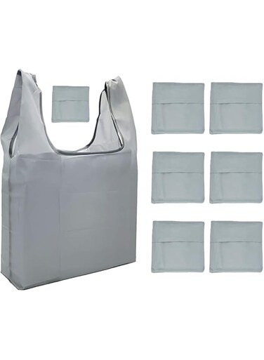 LKEX 6Pack Reusable Grocery Bags Foldable Reusable Shopping Bags with Attach Pouch Lightweight Tote Bags Washable for Women