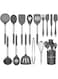 Umite Chef Kitchen Utensils Set 15 Pieces Silicone Heat Resistant Non-Stick BPA Free Stainless Steel Handle Spatula Spoon Tongs Whisk Cookware