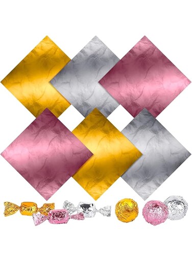 SYOSI Chocolate Wrappers, Aluminium Foil Wraps for Candiess, Food Safe and Non-Toxic, Packaging for Homemade Sweets, Lollipops, Brownies - Also for DIY, Art, Crafts, 300 pcs