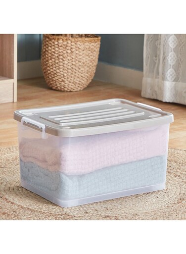 Box Juana Multipurpose Transparent Storage Box With Wheels And Lockable Lid 32 L