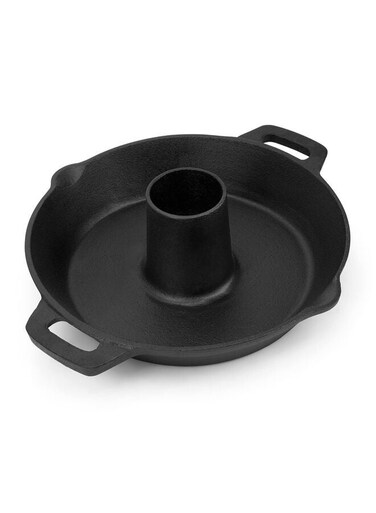Universal Cast Iron Chicken Roaster, Pre-Seasoned Poultry Roaster Beer Can Turkey Holder with Roasting Pan for Most Grills and Oven