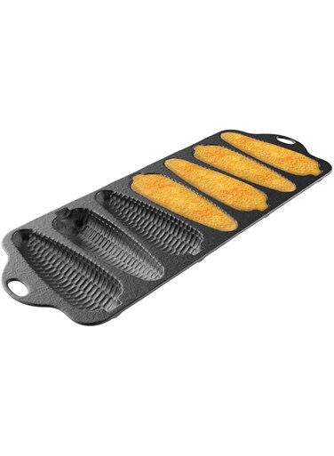 Classic Cuisine Cast Iron Cornbread Pan-Pre-Seasoned Bakeware with 7 Corncob Sticks-Compatible with Oven, Stovetop, Induction, Grill, and Campfires ,