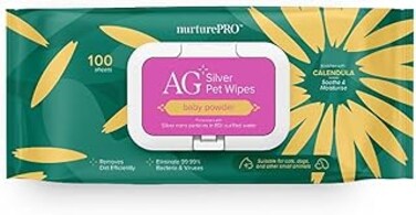 NURTURE PRO AG + SILVER PET WET WIPES BABY POWDER FOR CATS, DOGS &amp; OTHER SMALL ANIMALS