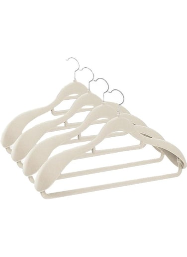 Red Dot Gift 4 Pack Ivory Wide Shoulder Velvet Hangers