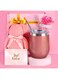 Rose Gold Insulated Wine Tumbler Gifts for Women,Spa Gift Set for Women,12Oz Double Wall Stainless Steel Stemless Insulated Mugs,Rose Gold Gift Set Box,Vacuum Travel Mugs Gift for Cold &amp; Hot Drinks