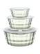 KASTWAVE Salad Bowls, Set of 3 Food Storage Bowls with Lids &amp; Handles, Kitchen Meal Prep Space Saving Nesting Bowls, BPA Free Food Storage Containers, Plastic Salad Serving Bowl Set (Green)
