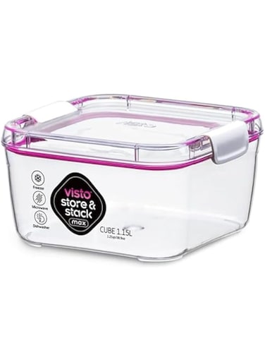 Visto Max&trade; Cube 1.15L (1.21Qt) Clear Base &amp; Lid, Colour Seal With Matching Clips