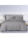 COLLECTION Stripe Double Dark Grey Duvet Cover set with 2 Pillow Case 220x240 cm