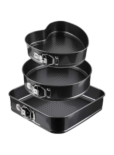 Yanek 3-Piece Springform Cake Pan Set &ndash; Includes Square, Heart, &amp; Round Molds Non-Stick, &amp; Leakproof, Easy release &ndash; For Baking Cakes Tarts &amp; Desserts &ndash; Durable Bakeware for Home &amp; Professional Use