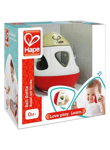 Hape Bell Rattle   Egg-Shaped Wooden Rattle with Bell Inside   Durable and Grasp-Friendly Rattle Toy for Babies   Safe for Ages 0+