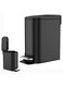 Small Bathroom Trash Can with Lid Soft Close, Step Pedal, 6 Liter / 1.6 Gallon Stainless Steel Garbage Can with Removable Inner Bucket, Anti-Fingerprint Finish