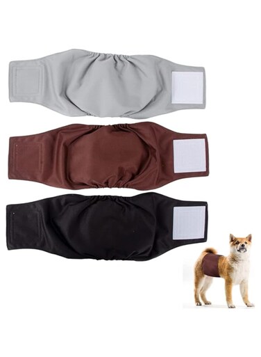 ELECDON Washable Male Dog Diapers - 3 Pack Reusable Belly Bands for Male Dogs, High Absorbency, Durable &amp; Comfortable (M-Waist 13.4~17.3inch)