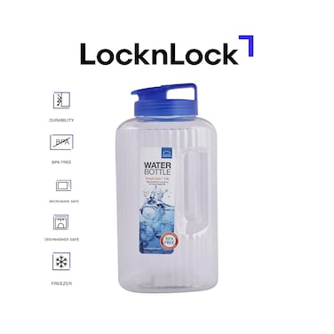 LocknLock 2.6L Water Bottle - Slim Design with Fluted Handle for Easy Carry, Ideal for Indoor and Outdoor Use