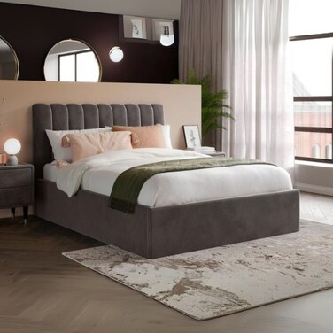 Ember Eclipse Upholstered Large Twin Size Bed (140 X 200 CM) Dark Brown Chocolate Color