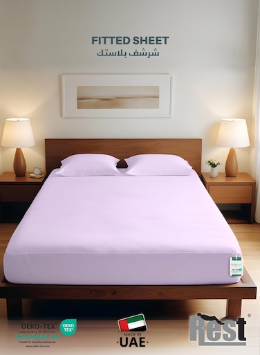 3-Piece Light Purple Plush 180x200+30cm Fitted Bedsheet Set Includes 1 Deep Pocket Fitted Bedsheet and 2 Pillow Covers, Breathable and Machine Washable