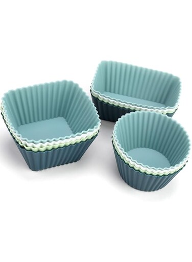 TERRIFI Silicone Cupcake Moulds, 12Pcs Reusable Cupcake Cases, Non-Stick Bakeware Muffin Cases, Food Grade Safety Air Fryer Liner, Oven Bakeware Baking Cups Kit, for DIY Baking Bread Cakes Daily Use