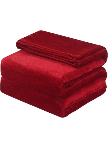East Lightweight Summer Blanket King Size 310 GSM Extra Soft Fleece All Season Blanket Bed And Sofa Throw Maroon 220 x 230cm